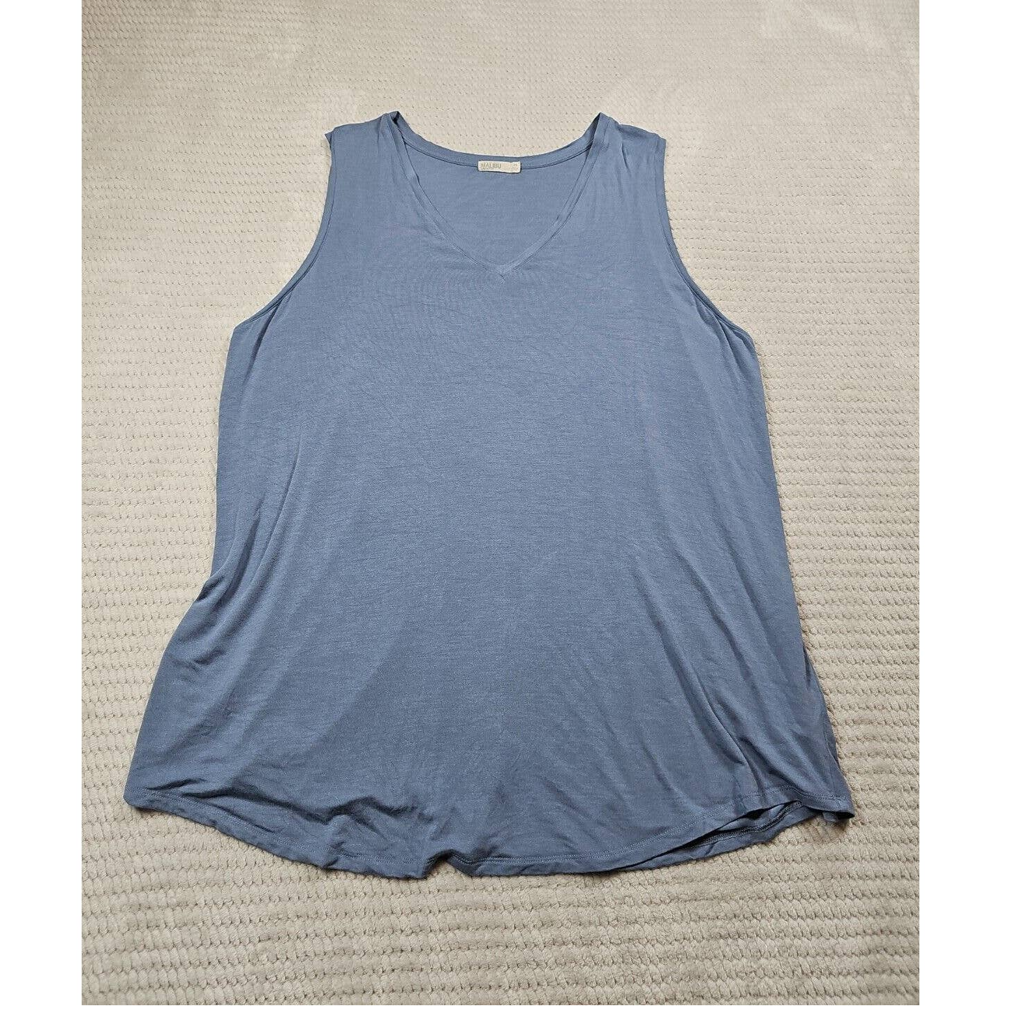 Barefoot Dreams Malibu Collection Shirt Womens 2x Blue Sleeveless Tank Vneck